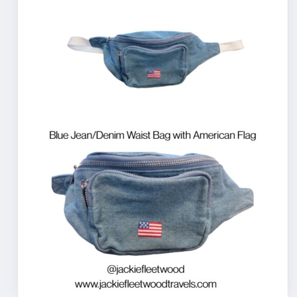Blue Jean/Denim Waist Bag with American Flag - Picture 1 of 12